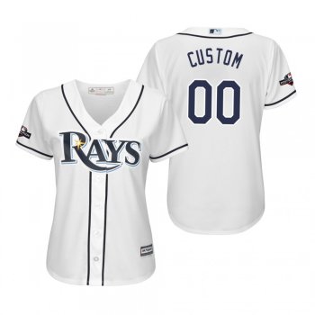 Custom Tampa Bay Rays White 2019 Postseason Cool Base Jersey