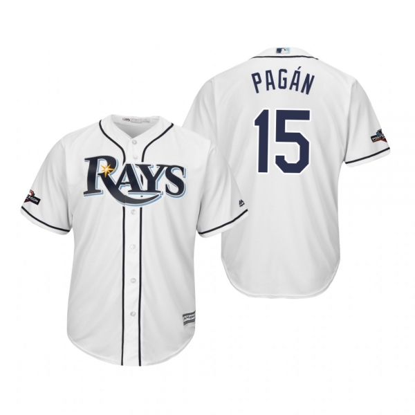 Emilio Pagan Tampa Bay Rays White 2019 Postseason Cool Base Jersey