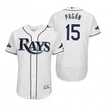 Emilio Pagan Tampa Bay Rays White 2019 Postseason Flex Base Jersey