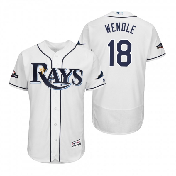 Joey Wendle Tampa Bay Rays White 2019 Postseason Flex Base Jersey