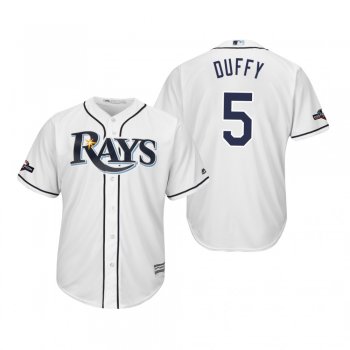 Matt Duffy Tampa Bay Rays White 2019 Postseason Cool Base Jersey