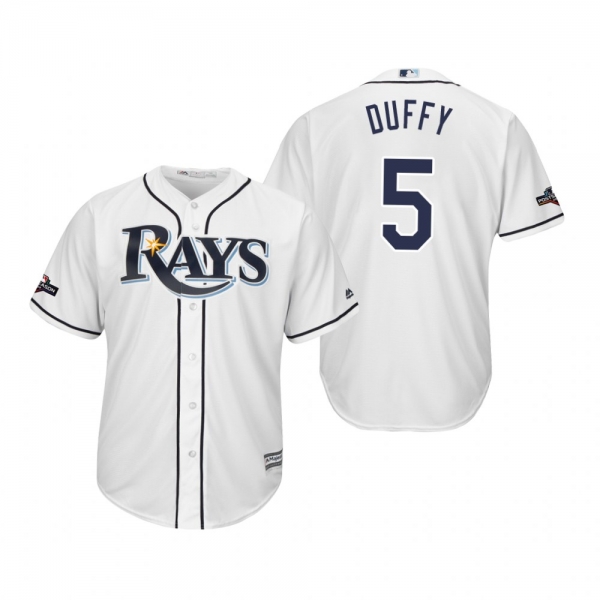 Matt Duffy Tampa Bay Rays White 2019 Postseason Cool Base Jersey