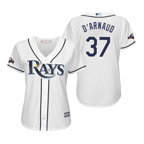 Travis d'Arnaud Tampa Bay Rays White 2019 Postseason Cool Base Jersey