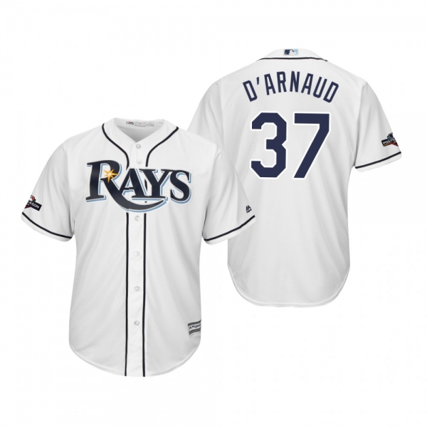 Travis d'Arnaud Tampa Bay Rays White 2019 Postseason Cool Base Jersey