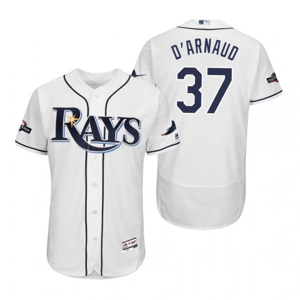 Travis d'Arnaud Tampa Bay Rays White 2019 Postseason Flex Base Jersey