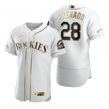 Colorado Rockies Nolan Arenado Nike White Authentic Golden Edition Jersey