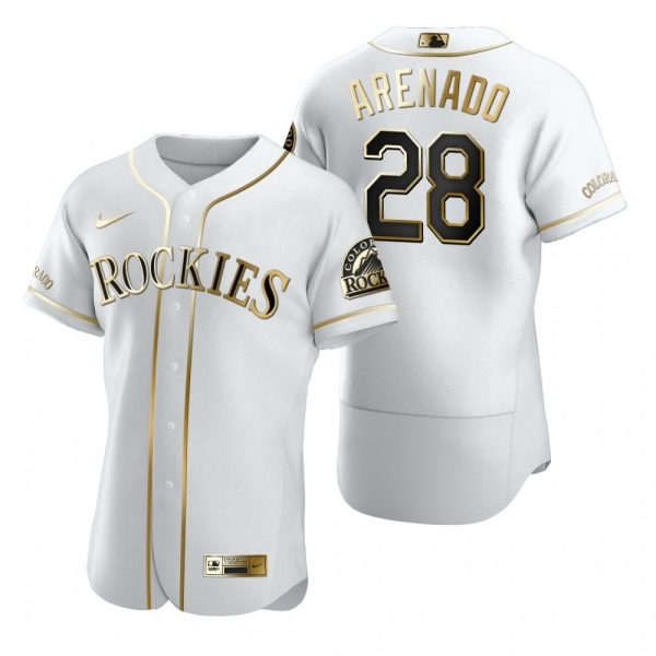 Colorado Rockies Nolan Arenado Nike White Authentic Golden Edition Jersey