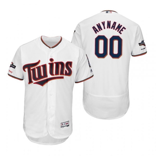 Custom Minnesota Twins White 2019 Postseason Flex Base Jersey