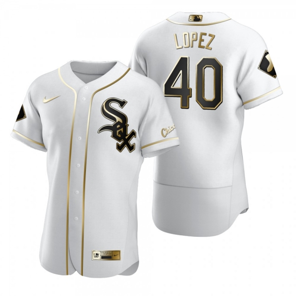 Chicago White Sox Reynaldo Lopez Nike White Authentic Golden Edition Jersey