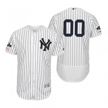 Custom New York Yankees White 2019 Postseason Flex Base Jersey