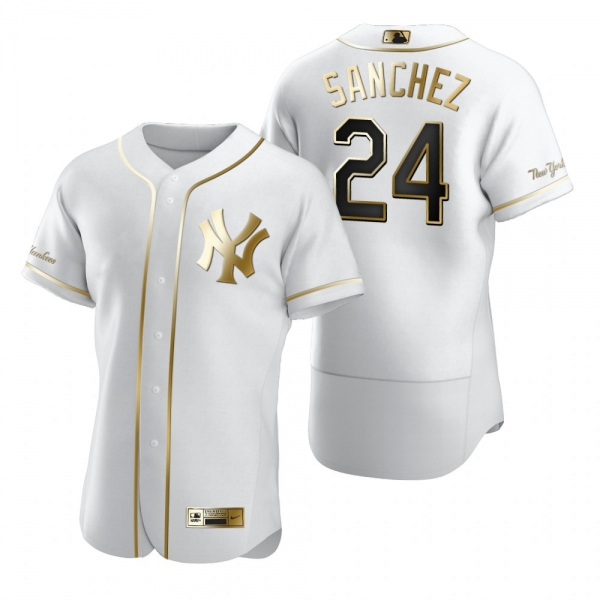 New York Yankees Gary Sanchez Nike White Authentic Golden Edition Jersey