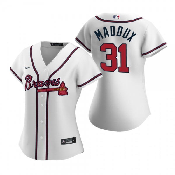 Women's Atlanta Braves Greg Maddux Nike White 2020 Replica Home Jersey