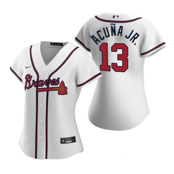 Women's Atlanta Braves Ronald Acuna Jr. Nike White 2020 Replica Home Jersey