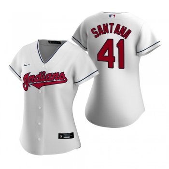 Women's Cleveland Indians Carlos Santana Nike White 2020 Replica Home Jersey