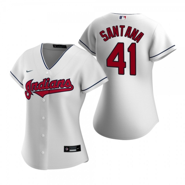 Women's Cleveland Indians Carlos Santana Nike White 2020 Replica Home Jersey