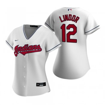 Women's Cleveland Indians Francisco Lindor Nike White 2020 Replica Home Jersey