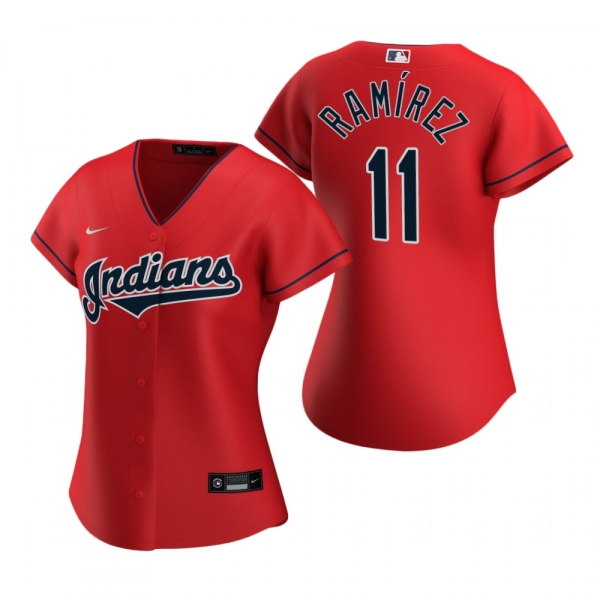 Women's Cleveland Indians Jose Ramirez Nike Red 2020 Replica Alternate Jersey