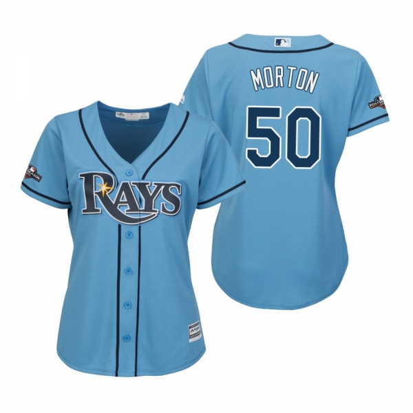 Women's Charlie Morton Tampa Bay Rays Light Blue 2019 Postseason Cool Base Jersey