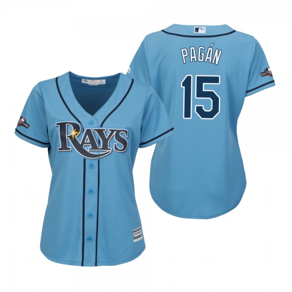 Women's Emilio Pagan Tampa Bay Rays Light Blue 2019 Postseason Cool Base Jersey