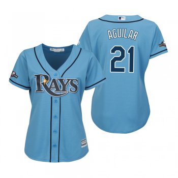 Women's Jesus Aguilar Tampa Bay Rays Light Blue 2019 Postseason Cool Base Jersey