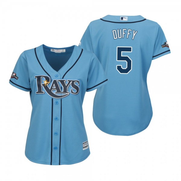 Women's Matt Duffy Tampa Bay Rays Light Blue 2019 Postseason Cool Base Jersey