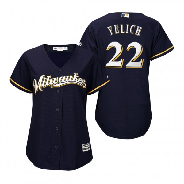 Christian Yelich Milwaukee Brewers Navy Cool Base Jersey