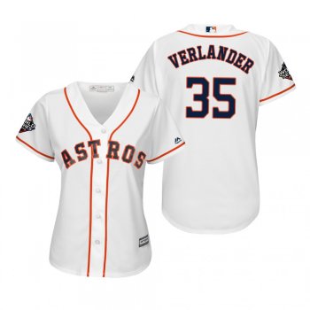 Women's Justin Verlander Houston Astros White 2019 World Series Cool Base Jersey