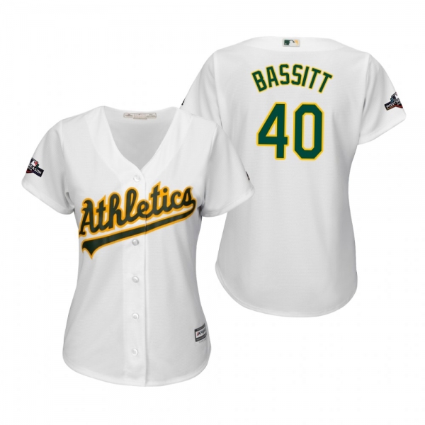 Women's Chris Bassitt Oakland Athletics White 2019 Postseason Cool Base Jersey