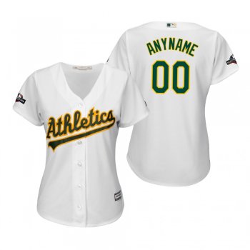 Women's Custom Oakland Athletics White 2019 Postseason Cool Base Jersey