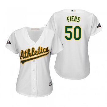 Women's Mike Fiers Oakland Athletics White 2019 Postseason Cool Base Jersey