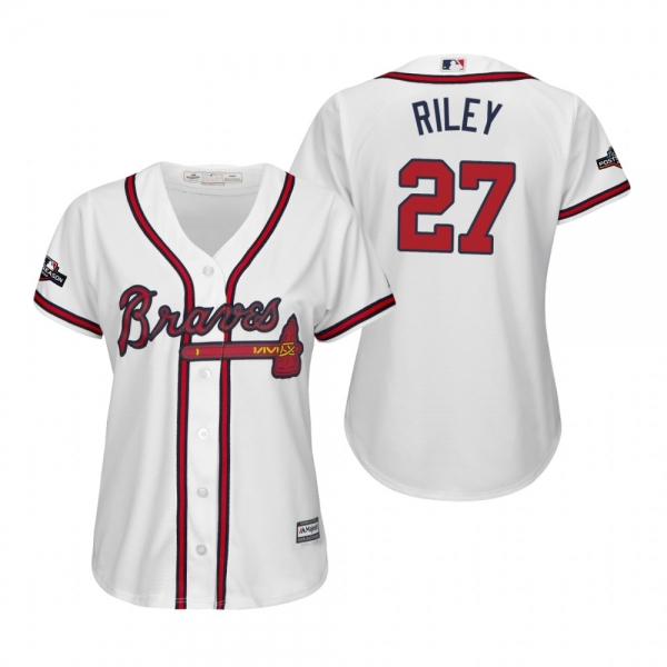 Women's Austin Riley Atlanta Braves White 2019 Postseason Cool Base Jersey