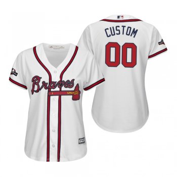 Women's Custom Atlanta Braves White 2019 Postseason Cool Base Jersey