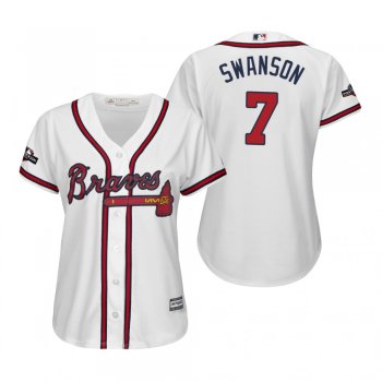 Women's Dansby Swanson Atlanta Braves White 2019 Postseason Cool Base Jersey