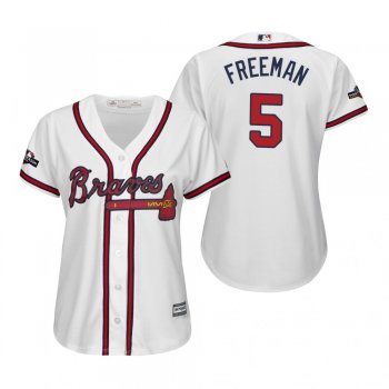 Women's Freddie Freeman Atlanta Braves White 2019 Postseason Cool Base Jersey