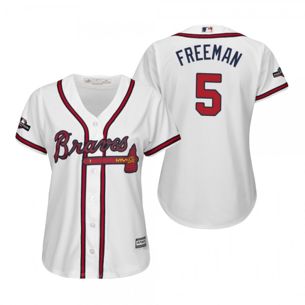 Women's Freddie Freeman Atlanta Braves White 2019 Postseason Cool Base Jersey