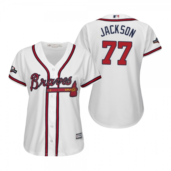 Women's Luke Jackson Atlanta Braves White 2019 Postseason Cool Base Jersey