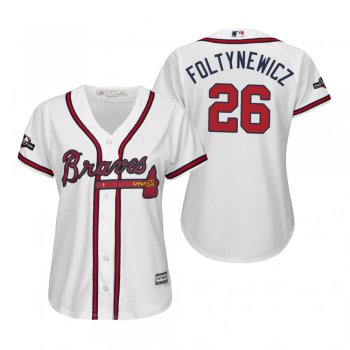 Women's Mike Foltynewicz Atlanta Braves White 2019 Postseason Cool Base Jersey