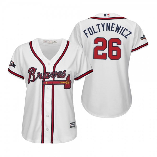 Women's Mike Foltynewicz Atlanta Braves White 2019 Postseason Cool Base Jersey