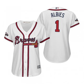 Women's Ozzie Albies Atlanta Braves White 2019 Postseason Cool Base Jersey