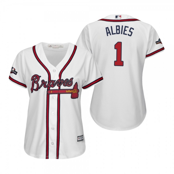 Women's Ozzie Albies Atlanta Braves White 2019 Postseason Cool Base Jersey