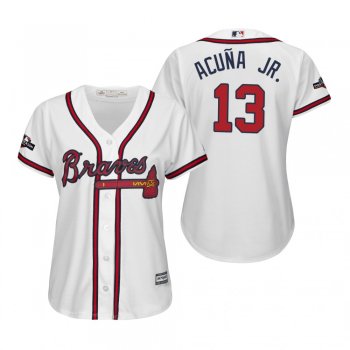 Women's Ronald Acuna Jr. Atlanta Braves White 2019 Postseason Cool Base Jersey