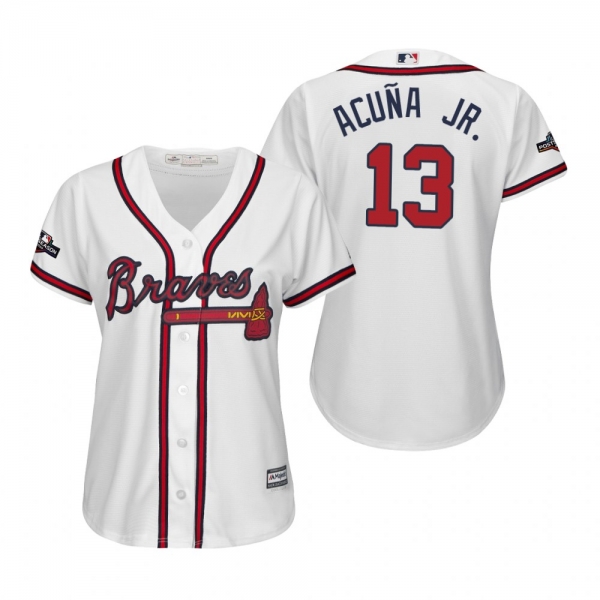 Women's Ronald Acuna Jr. Atlanta Braves White 2019 Postseason Cool Base Jersey