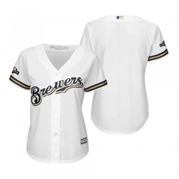 Women's Milwaukee Brewers White 2019 Postseason Cool Base Jersey