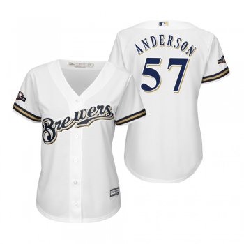 Women's Chase Anderson Milwaukee Brewers White 2019 Postseason Cool Base Jersey