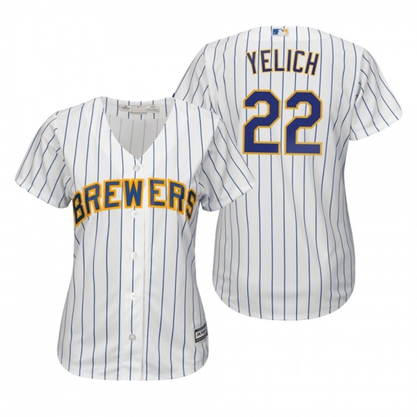 Christian Yelich Milwaukee Brewers White Cool Base Jersey