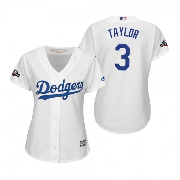 Women's Chris Taylor Los Angeles Dodgers White 2019 Postseason Cool Base Jersey