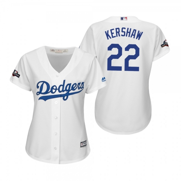 Women's Clayton Kershaw Los Angeles Dodgers White 2019 Postseason Cool Base Jersey