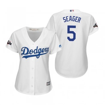 Women's Corey Seager Los Angeles Dodgers White 2019 Postseason Cool Base Jersey