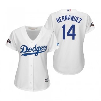 Women's Enrique Hernandez Los Angeles Dodgers White 2019 Postseason Cool Base Jersey