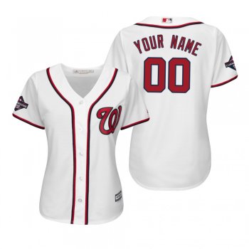 Women's Custom Washington Nationals White 2019 World Series Champions Cool Base Jersey